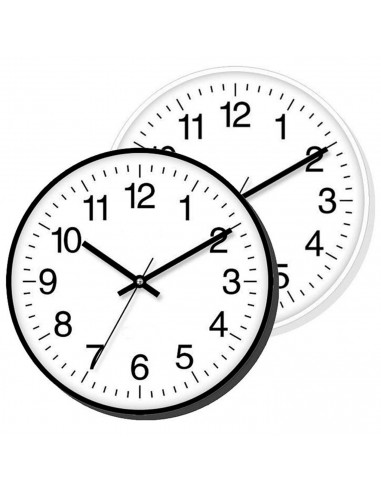 Tradineur - Reloj redondo de pared, silencioso, números grandes, plástico, diseño clásico, sala de estar, cocina, dormitorio, of