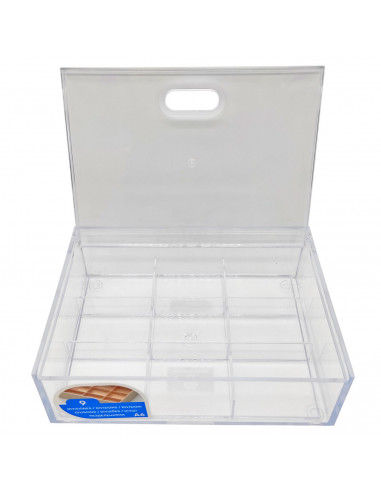 Tradineur - Caja organizadora plástico A6 con bandeja extraíble de 9 compartimentos, almacenaje, cosmética, accesorios costura,