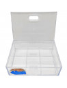 Tradineur - Caja organizadora plástico A6 con bandeja extraíble de 9 compartimentos, almacenaje, cosmética, accesorios costura,