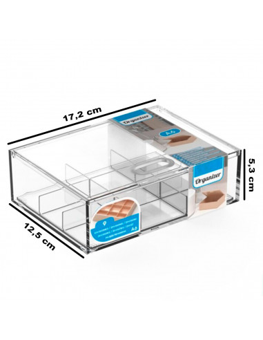 Tradineur - Caja organizadora plástico A6 con bandeja extraíble de 9 compartimentos, almacenaje, cosmética, accesorios costura,