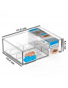 Tradineur - Caja organizadora plástico A6 con bandeja extraíble de 9 compartimentos, almacenaje, cosmética, accesorios costura,
