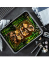 Tradineur - Bandeja para horno de acero inoxidable, fuente rectangular para asar, rustidera de cocina, cocinar y servir, 35,4 x
