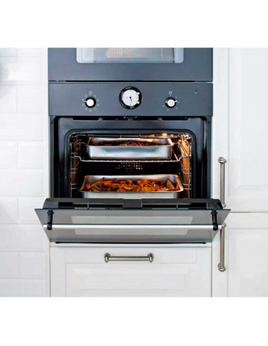 Tradineur - Bandeja para horno de acero inoxidable, fuente rectangular para asar, rustidera de cocina, cocinar y servir, 35,4 x
