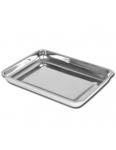 Tradineur - Bandeja de horno, fuente rectangular de acero inoxidable para asar, rustidera de cocina, cocinar y servir, 49,5 x 34
