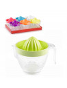 Tradineur - Exprimidor de plástico con forma de jarra, recipiente para extraer jugos con asa, pequeño y cómodo, 12 x 14 cm, colo