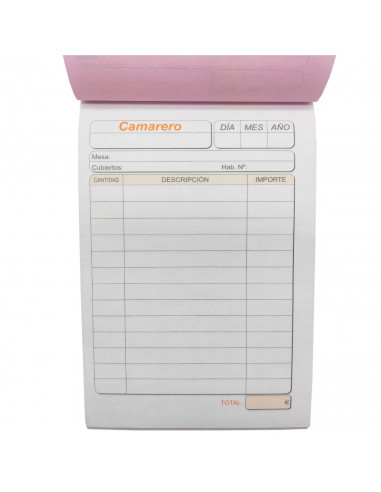 Tradineur - Talonario de comandas con hojas autocopiativas, bloc, libreta de bolsillo para camareros, bar, restaurante, hosteler