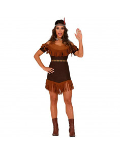 Tradineur - Disfraz de india para mujer, 100% poliéster, incluye vestido y cinturón, atuendo de carnaval, Halloween, cosplay, fi