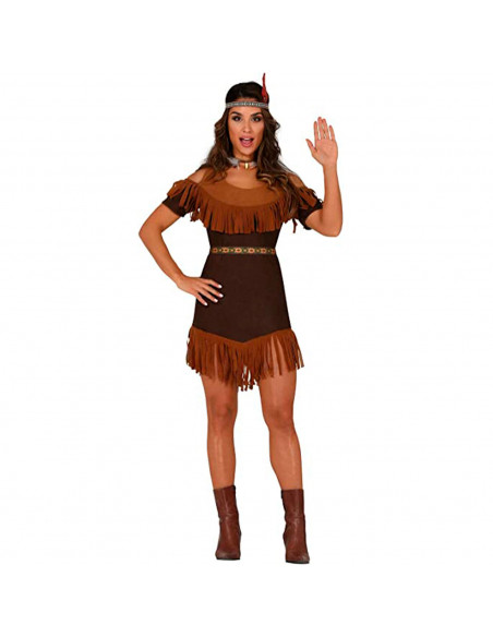 Tradineur - Disfraz de india para mujer, poliéster 100%, incluye vestido y cinturón, atuendo de carnaval, Halloween, cosplay, fi Tradineur - Disfraz de india para mujer, poliéster 100%, incluye vestido y cinturón, atuendo de carnaval, Halloween, cosplay, fi