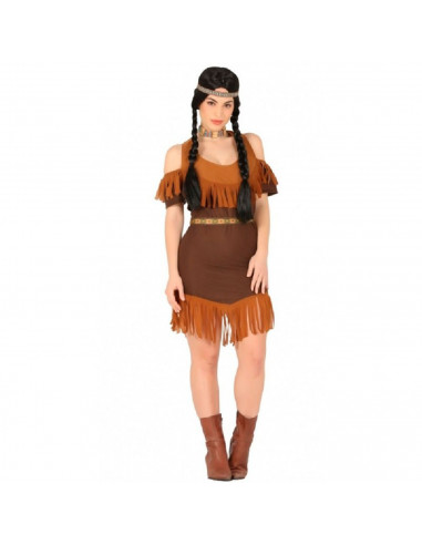 Tradineur - Disfraz de india para mujer, poliéster 100%, incluye vestido y cinturón, atuendo de carnaval, Halloween, cosplay, fi
