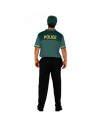 Tradineur - Disfraz de policía para hombre, manga corta, 100% poliéster, incluye gorra, camiseta, pantalón y cinturón, atuendo d