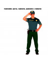 Tradineur - Disfraz de policía para hombre, manga corta, 100% poliéster, incluye gorra, camiseta, pantalón y cinturón, atuendo d