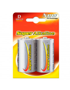 Tradineur - Pack de 2 pilas alcalinas LR20 - 1,5 V - D - Pilas de repuesto para juguetes, linternas, relojes, aparatos electróni