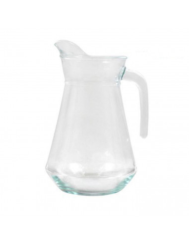 Jarra de vidrio con capacidad de 1,3 litros y de 23 x 13,5 x 10 cm. Recipiente para almacenar y servir líquidos con diseño clási