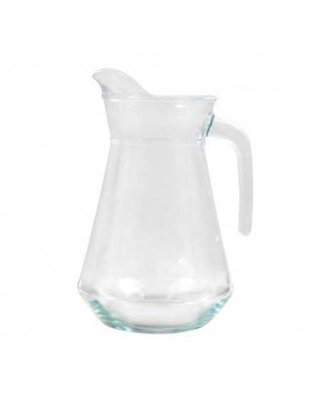 Jarra de vidrio con capacidad de 1,3 litros y de 23 x 13,5 x 10 cm. Recipiente para almacenar y servir líquidos con diseño clási