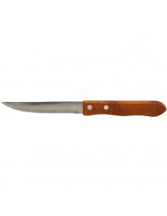 Tradineur - Cuchillo de sierra para carne, hoja de acero inoxidable de 10 cm y mango de madera, cubiertos clásicos, apto para la