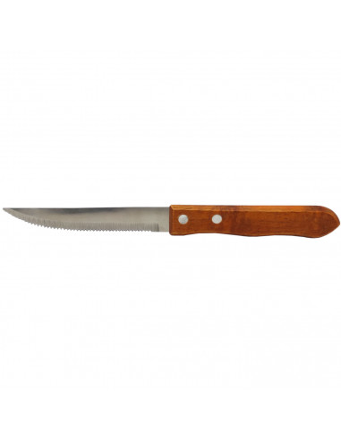 Tradineur - Cuchillo de sierra para carne, hoja de acero inoxidable de 10 cm y mango de madera, cubiertos clásicos, apto para la