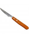 Tradineur - Cuchillo chuletero de sierra, hoja de acero inoxidable de 10 cm y mango de madera, cubiertos clásicos, apto para lav
