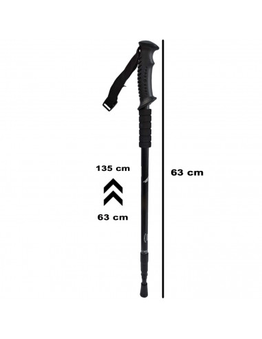 Tradineur - Bastón de trekking extensible, mango recto ergonómico, palo de senderismo telescópico, aluminio, ultraligero, antich