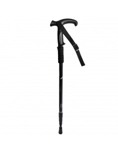 Tradineur - Bastón de trekking extensible, mango en T ergonómico, palo de senderismo telescópico, aluminio, ultraligero, anticho