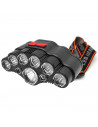 Tradineur - Linterna de cabeza, 9 LED, luz frontal, 4 modos de luz, batería recargable, cable USB, resistente al agua, correr, e