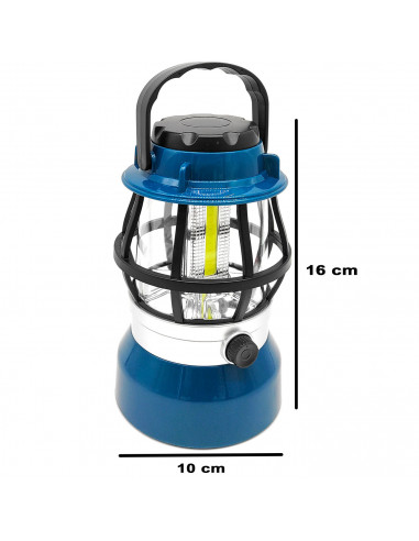 Tradineur - Farol, luz de camping regulable con asa, 200 lumen, 18 m de distancia, iluminación de exterior a pilas, portátil, ex
