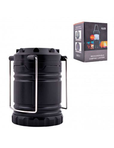 Tradineur - Farol, luz de camping recargable con asas, 8 LED, recarga solar, iluminación de exterior, portátil, excursión, acamp