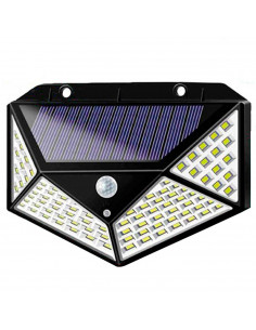 Tradineur - Foco exterior, lámpara solar de pared, recargable, 15 W, 1600 lumen, sensor de movimiento, resistente al agua, inclu