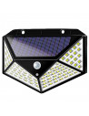 Tradineur - Foco exterior, lámpara solar de pared, recargable, 15 W, 1600 lumen, sensor de movimiento, resistente al agua, inclu