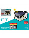 Tradineur - Foco exterior, lámpara solar de pared, recargable, 15 W, 1600 lumen, sensor de movimiento, resistente al agua, inclu