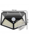 Tradineur - Foco exterior, lámpara solar de pared, recargable, 15 W, 1600 lumen, sensor de movimiento, resistente al agua, inclu