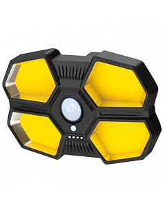 Tradineur - Foco exterior, lámpara solar de pared, recargable, 16 W, 390 lumen, sensor de movimiento, resistente al agua, incluy