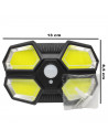 Tradineur - Foco exterior, lámpara solar de pared, recargable, 16 W, 390 lumen, sensor de movimiento, resistente al agua, incluy