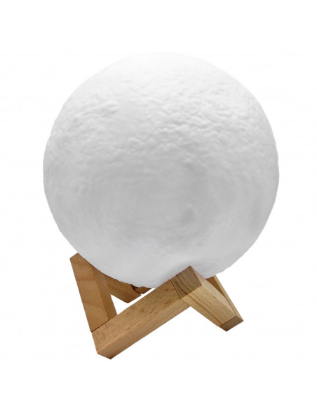 Tradineur - Lámpara de sobremesa con forma de luna, base de madera, plástico blanco, funciona con pila, decoración de salón, dor Tradineur - Lámpara de sobremesa con forma de luna, base de madera, plástico blanco, funciona con pila, decoración de salón, dor