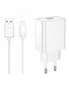 Tradineur - Cargador de móvil compatible con iOS, 2.4A, cable de 100 cm, carga rápida, enchufe de corriente, smartphone, tablet,