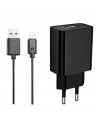 Tradineur - Cargador de móvil 2.4A compatible con iOS, cable de 100 cm, carga rápida, enchufe de corriente, smartphone, tablet,