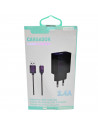 Tradineur - Cargador de móvil 2.4A compatible con iOS, cable de 100 cm, carga rápida, enchufe de corriente, smartphone, tablet,
