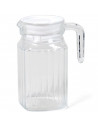 Jarra "frigo" con tapa blanca de cristal con capacidad de 0,5 litros, de 15,7 x 13 x 7,5 cm.  Recipiente para almacenar y servir