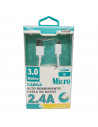 Tradineur - Cable de datos 2.4A, USB a micro-USB, 3 metros, carga rápida, transferencia de datos de móvil a pc, compatible con X