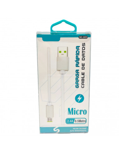 Tradineur - Cable de datos 2.4A, USB a micro-USB, 50 cm, carga rápida, transferencia de datos de móvil a pc, compatible con Xiao