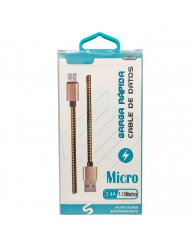 Tradineur - Cable de datos 2.4A, USB a micro-USB, 1 metro, carga rápida, transferencia de datos de móvil a pc, compatible con Xi