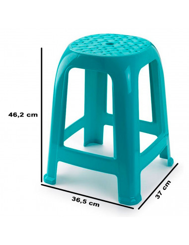 Tradineur - Taburete de plástico con reposapiés, asiento de 26 x 26 cm, banqueta multiusos, cocina, salón, baño, hogar, fabricad