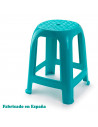 Tradineur - Taburete de plástico con reposapiés, asiento de 26 x 26 cm, banqueta multiusos, cocina, salón, baño, hogar, fabricad