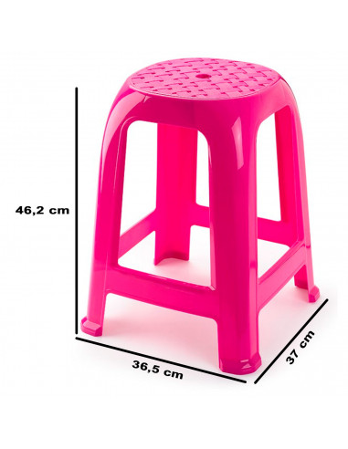 Tradineur - Taburete de plástico con reposapiés y asiento de 26 x 26 cm, banqueta multiusos, cocina, salón, baño, hogar, fabrica