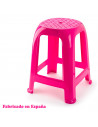 Tradineur - Taburete de plástico con reposapiés y asiento de 26 x 26 cm, banqueta multiusos, cocina, salón, baño, hogar, fabrica