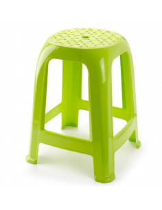 Tradineur - Taburete de plástico con asiento de 26 x 26 cm y reposapiés, banqueta multiusos, cocina, salón, baño, hogar, fabrica