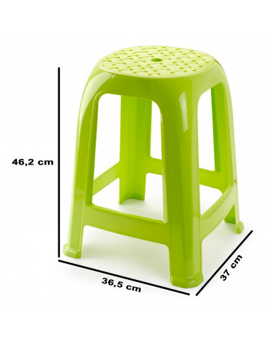 Tradineur - Taburete de plástico con asiento de 26 x 26 cm y reposapiés, banqueta multiusos, cocina, salón, baño, hogar, fabrica