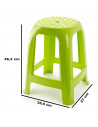 Tradineur - Taburete de plástico con asiento de 26 x 26 cm y reposapiés, banqueta multiusos, cocina, salón, baño, hogar, fabrica
