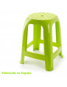Tradineur - Taburete de plástico con asiento de 26 x 26 cm y reposapiés, banqueta multiusos, cocina, salón, baño, hogar, fabrica