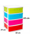 Tradineur - Cajonera de plástico Sena, 4 cajones multicolor, torre de ordenación multiusos, almacenaje, escuela, hogar, fabricad