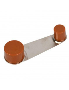 Tope para puerta marrón de acero inoxidable y plástico 10 cm. Retenedor de puerta adhesivo, protección de pared y muebles